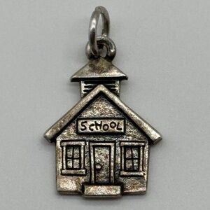 Retired James Avery Silver Schoolhouse Charm Pendant